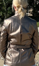 Load image into Gallery viewer, Worth, Metallic leather, belted jacket, size 6
