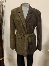 Load image into Gallery viewer, Women’s Tweed Jacket Blazer with Belt Size Large
