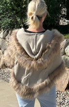 Load image into Gallery viewer, Linda Richards, Sweater/Poncho with fur-trimmed hood
