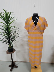Orange and Beige Striped Terry Dress