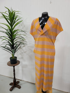 Orange and Beige Striped Terry Dress