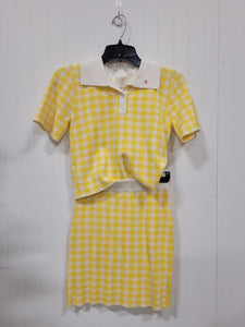 Yellow Checkered Skirt Set