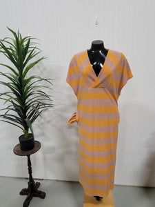 Orange and Beige Striped Terry Dress