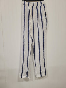White and Blue Linen Pants