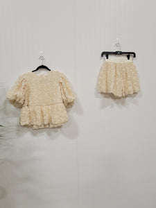 Cream Rosette Short & Shirt Set