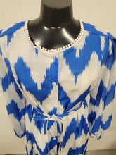 Load image into Gallery viewer, Blue &amp; White Chevron Dress/Swimsuit Coverup
