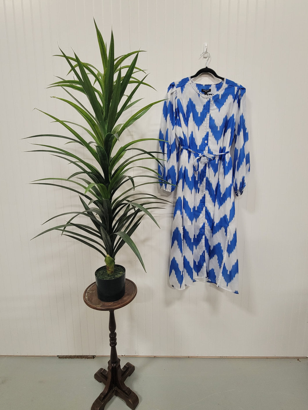 Blue & White Chevron Dress/Swimsuit Coverup