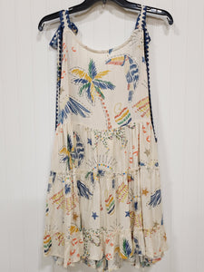 Tropical Print Tassel Dress
