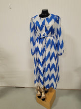 Load image into Gallery viewer, Blue &amp; White Chevron Dress/Swimsuit Coverup
